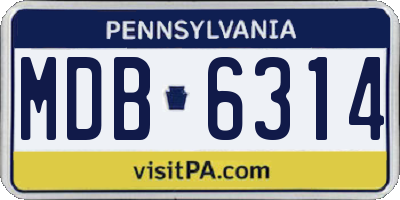PA license plate MDB6314