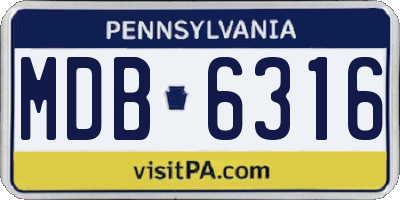 PA license plate MDB6316