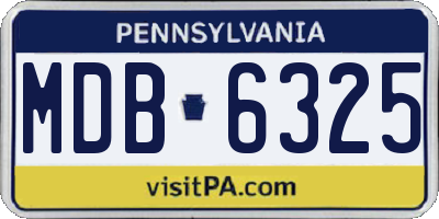 PA license plate MDB6325