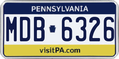 PA license plate MDB6326