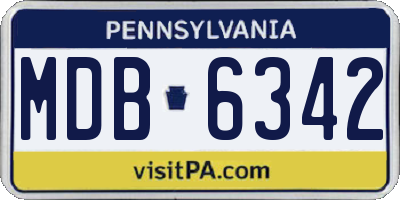 PA license plate MDB6342