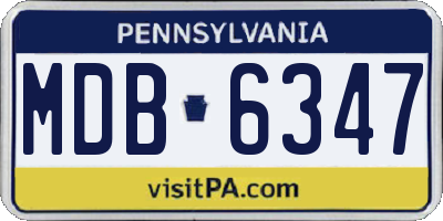 PA license plate MDB6347