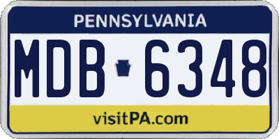 PA license plate MDB6348