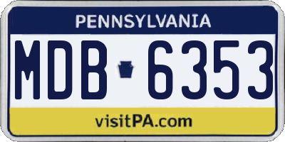 PA license plate MDB6353
