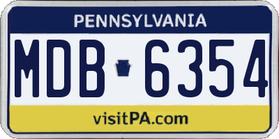 PA license plate MDB6354