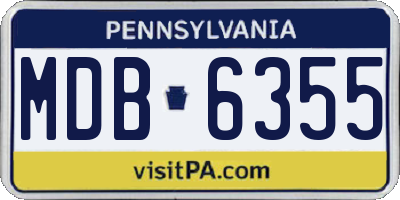 PA license plate MDB6355