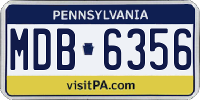 PA license plate MDB6356