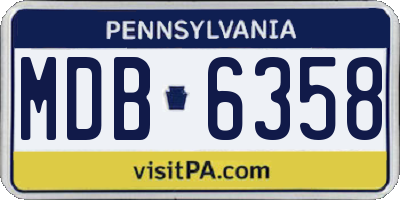 PA license plate MDB6358