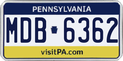 PA license plate MDB6362