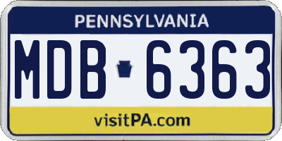 PA license plate MDB6363