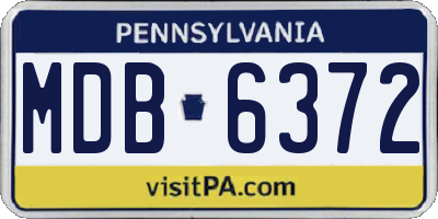 PA license plate MDB6372