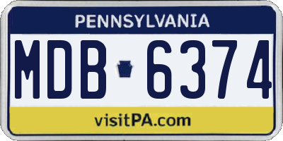 PA license plate MDB6374