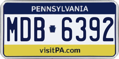 PA license plate MDB6392