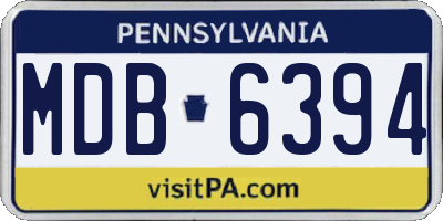 PA license plate MDB6394