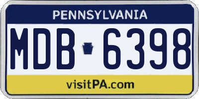 PA license plate MDB6398
