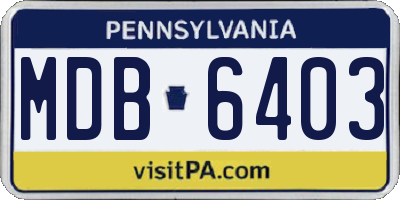 PA license plate MDB6403