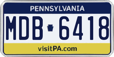 PA license plate MDB6418