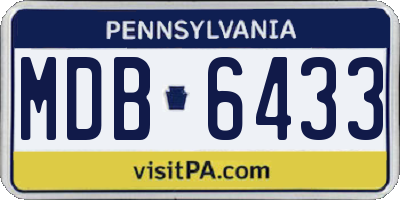 PA license plate MDB6433