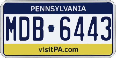 PA license plate MDB6443