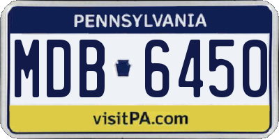 PA license plate MDB6450