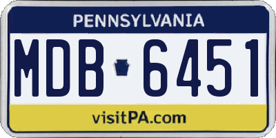 PA license plate MDB6451