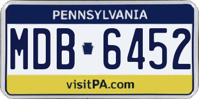 PA license plate MDB6452