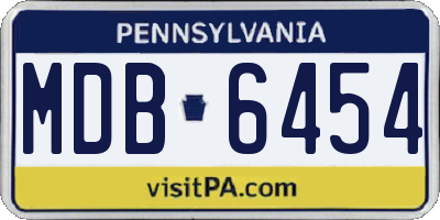 PA license plate MDB6454