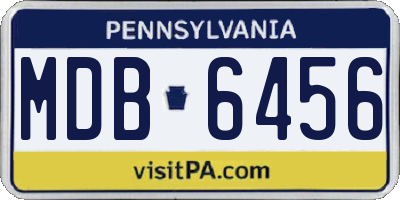 PA license plate MDB6456