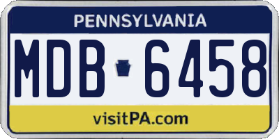 PA license plate MDB6458
