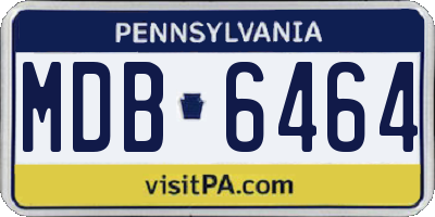 PA license plate MDB6464