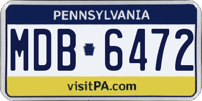 PA license plate MDB6472