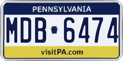PA license plate MDB6474