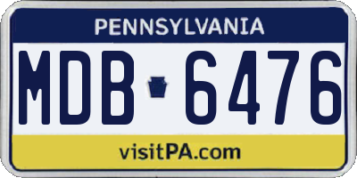 PA license plate MDB6476