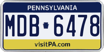 PA license plate MDB6478
