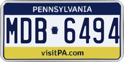 PA license plate MDB6494