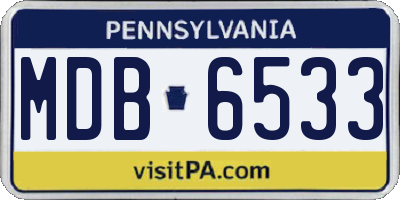 PA license plate MDB6533