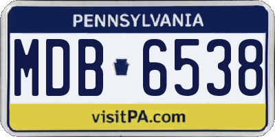 PA license plate MDB6538