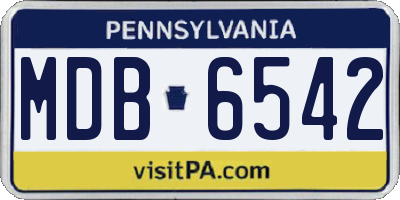 PA license plate MDB6542