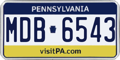 PA license plate MDB6543