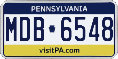 PA license plate MDB6548