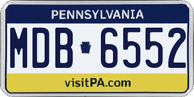PA license plate MDB6552