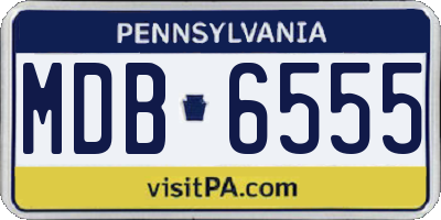 PA license plate MDB6555