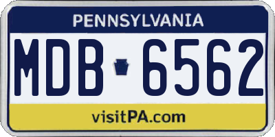 PA license plate MDB6562