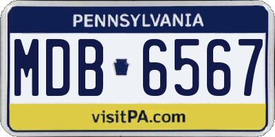 PA license plate MDB6567