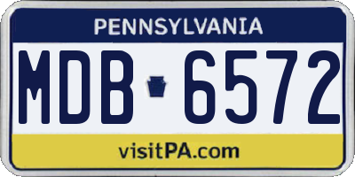 PA license plate MDB6572
