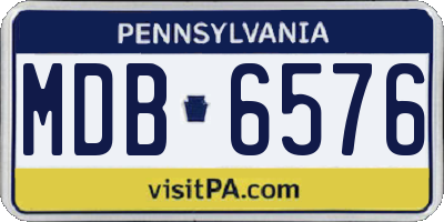 PA license plate MDB6576
