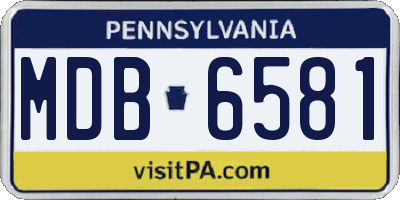 PA license plate MDB6581