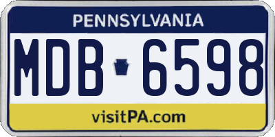 PA license plate MDB6598