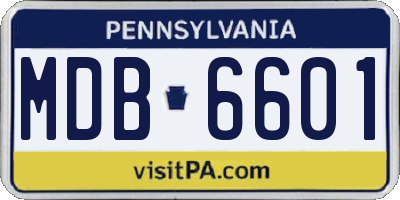 PA license plate MDB6601
