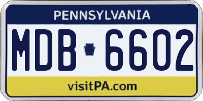 PA license plate MDB6602